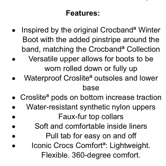 NWT Crocs Crocband Boot. Size 7.