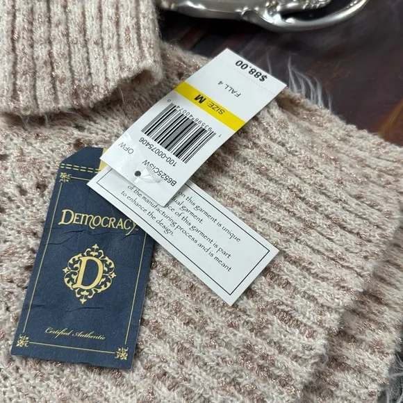 NWT Democracy Off White Knit Turtleneck Sweater