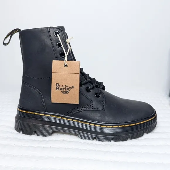 NWT Dr. Martens Combs Casual Combat Boots Black Wyoming Unisex W 6 M 5