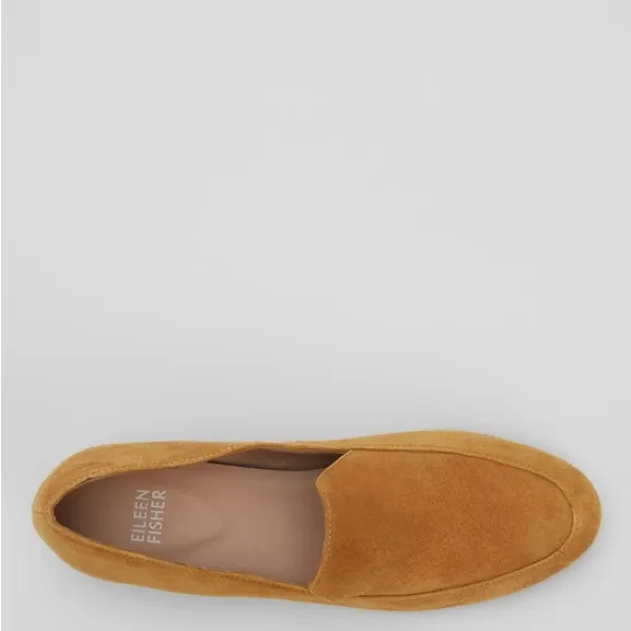 NWT Eileen Fisher Goldenrod Suede Loafers Heeled Mules