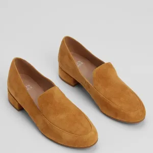 NWT Eileen Fisher Goldenrod Suede Loafers Heeled Mules