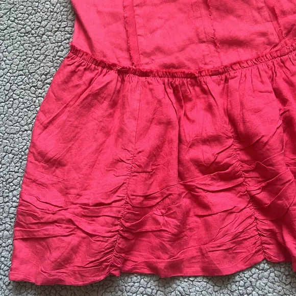 NWT Free People Miami Beet Beachy Bustle Linen Mini Dress