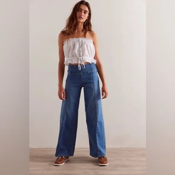 NWT Free people We The Free Spotlight High-Rise Wide-Leg Jeans perfection 29