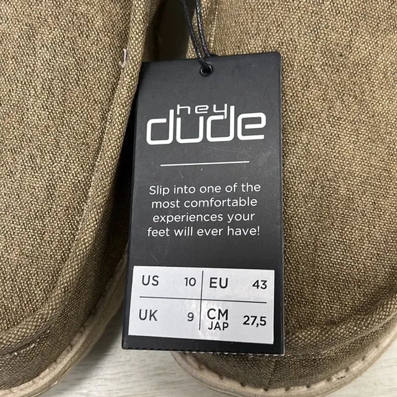 NWT Hey Dude Wally Canvas Nut Shoes | Men’s Size 10 | Lightweight &amp; Travel Ready