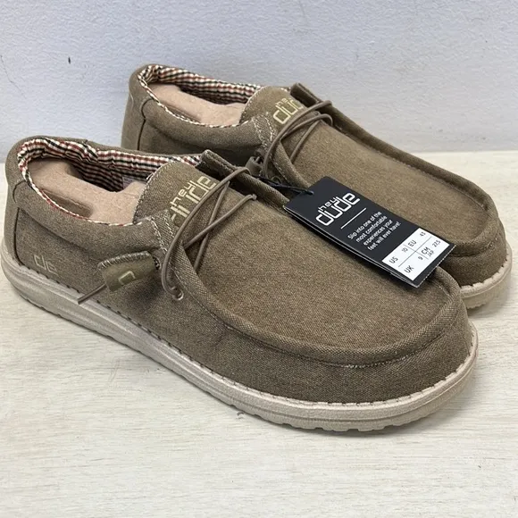 NWT Hey Dude Wally Canvas Nut Shoes | Men’s Size 10 | Lightweight &amp; Travel Ready