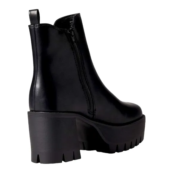 NWT Madden By Steve Madden Black Platform Granite Lugg Boots  Size 9