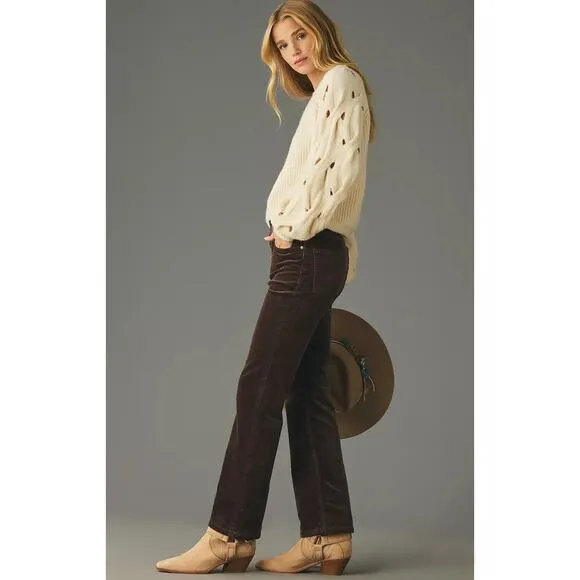 NWT Pilcro Yaya Corduroy Crop Brown Flare Jeans - 26 waist