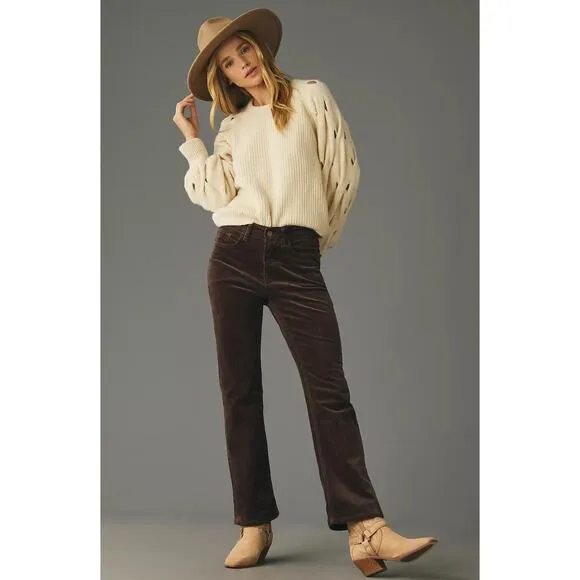 NWT Pilcro Yaya Corduroy Crop Brown Flare Jeans - 26 waist