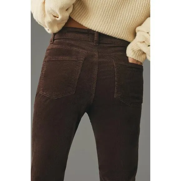 NWT Pilcro Yaya Corduroy Crop Brown Flare Jeans - 26 waist