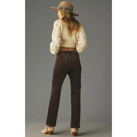 NWT Pilcro Yaya Corduroy Crop Brown Flare Jeans - 26 waist