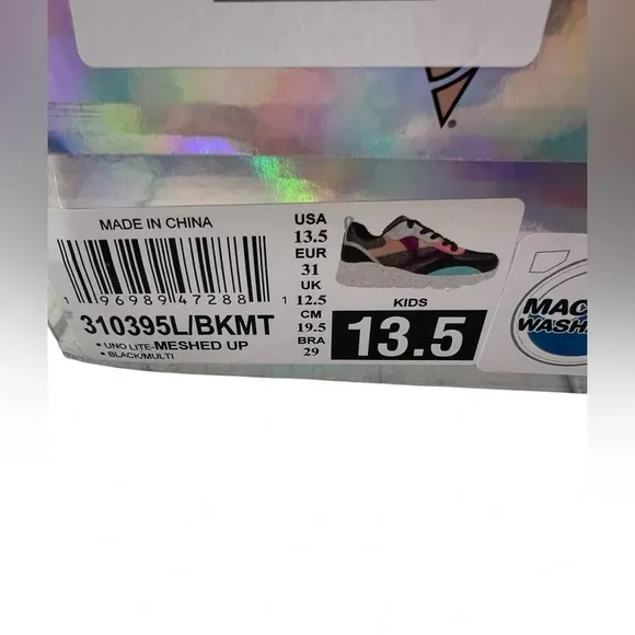 NWT Skechers Little Girl Uno-Lite Metallic Colorful Sneakers c 13.5