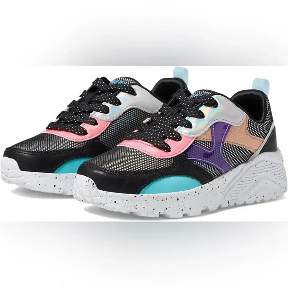 NWT Skechers Little Girl Uno-Lite Metallic Colorful Sneakers c 13.5