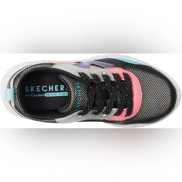 NWT Skechers Little Girl Uno-Lite Metallic Colorful Sneakers c 13.5