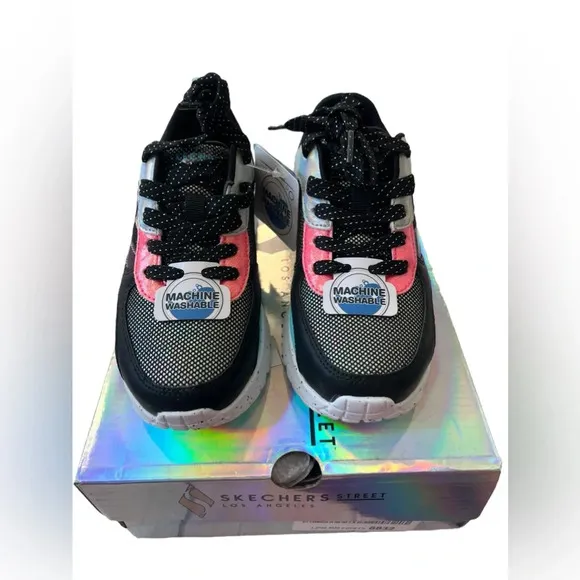 NWT Skechers Little Girl Uno-Lite Metallic Colorful Sneakers c 13.5
