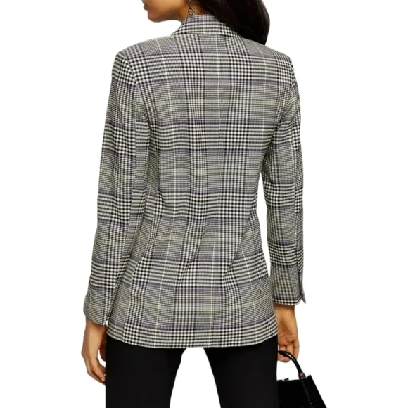 NWT Topshop Check Double Breasted Blazer Size 12