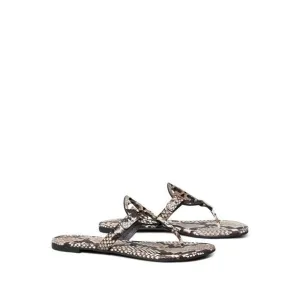 NWT TORY BURCH Womens Beige Snakeskin Miller Slip On Leather Thong Sandals 8 M