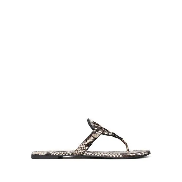 NWT TORY BURCH Womens Beige Snakeskin Miller Slip On Leather Thong Sandals 8 M