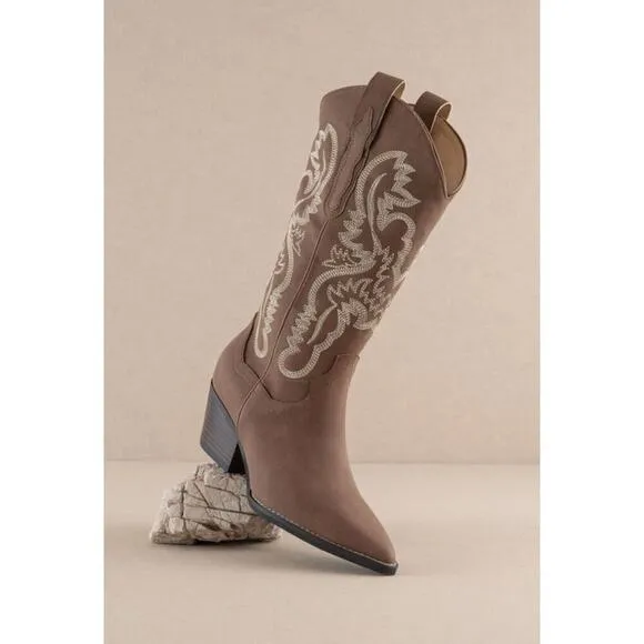 Oasis Society Classic Western Cowboy Boots Dakota Apache Women's 10 Brown