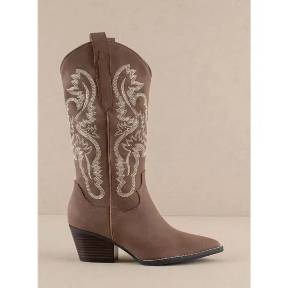 Oasis Society Classic Western Cowboy Boots Dakota Apache Women's 10 Brown