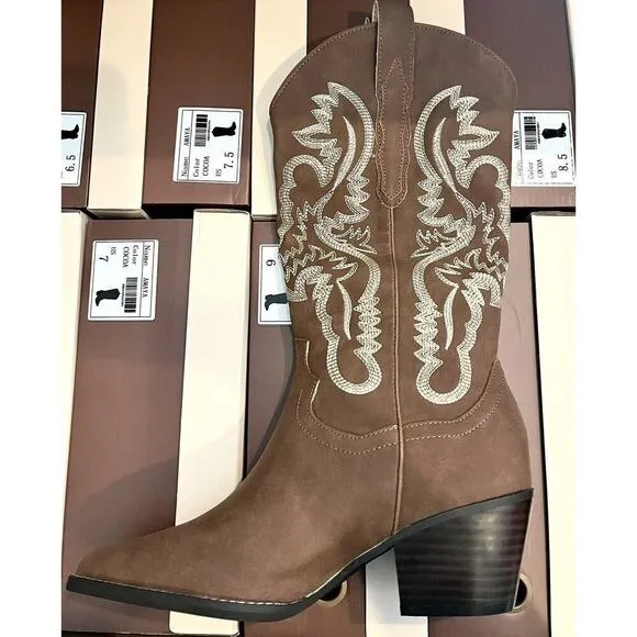 Oasis Society Classic Western Cowboy Boots Dakota Apache Women's 10 Brown