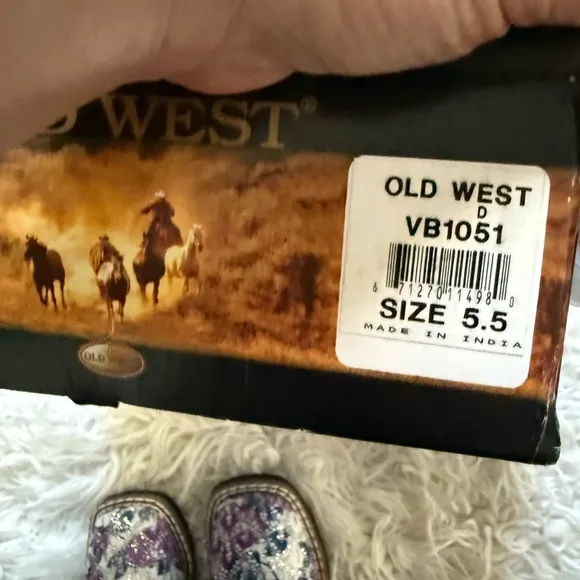 Old West Toddler Floral Cowboy Boots - Purple and Blue
