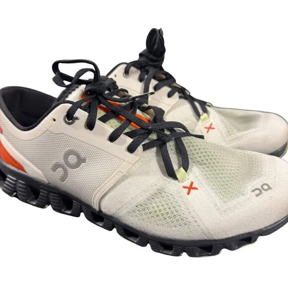 On Cloud X Shoes Men’s On Running Gym Trainers White / Orange Mesh Size 9