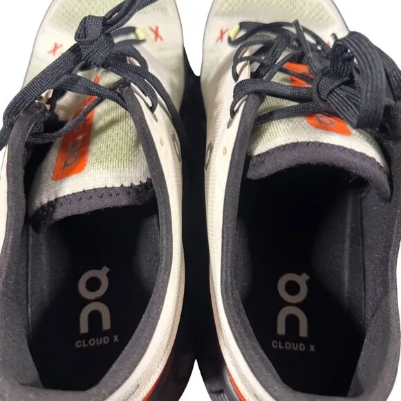 On Cloud X Shoes Men’s On Running Gym Trainers White / Orange Mesh Size 9
