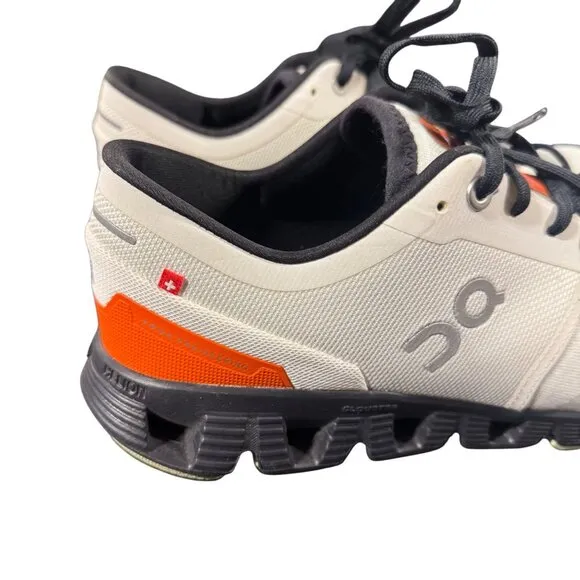 On Cloud X Shoes Men’s On Running Gym Trainers White / Orange Mesh Size 9