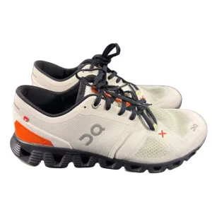 On Cloud X Shoes Men’s On Running Gym Trainers White / Orange Mesh Size 9