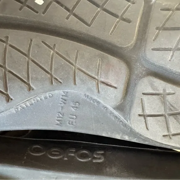 OOFOS Black and Gray Sandals