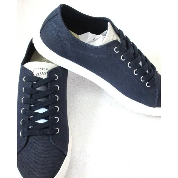 Original Penguin Men's Sam Stripe Classic Lace Up Canvas Dark Blue Shoes NIB