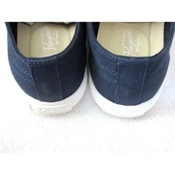 Original Penguin Men's Sam Stripe Classic Lace Up Canvas Dark Blue Shoes NIB