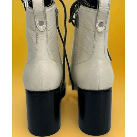 PAIGE Christie Chunky Leather Booties Boots in Bone size 10 NWB New Excellent