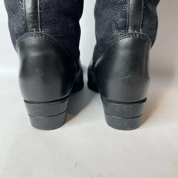 Pajar Black Suede &amp; Leather Snake Print Shearling Fur Lined Winter Boots Size 6