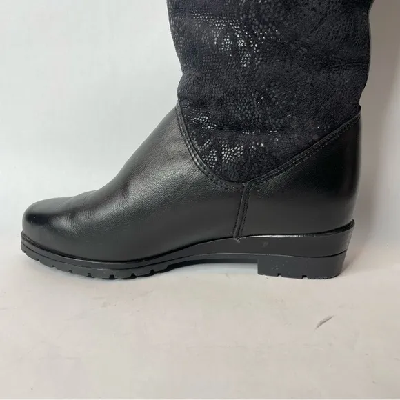 Pajar Black Suede &amp; Leather Snake Print Shearling Fur Lined Winter Boots Size 6