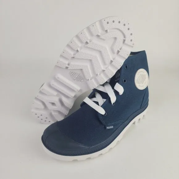 PALLADIUM Men's Blanc Hi Hiking Outdoors Canva Boots Blue White