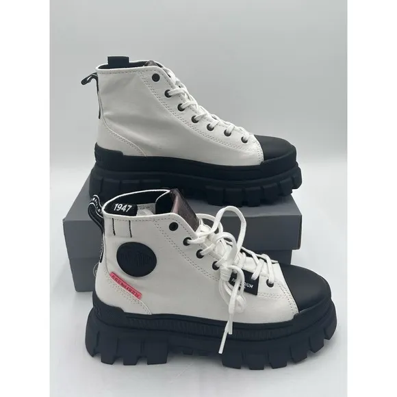Palladium Women's Revolt Hi TX Platform Boot, Star White, Style: 97242-116-M 7.5