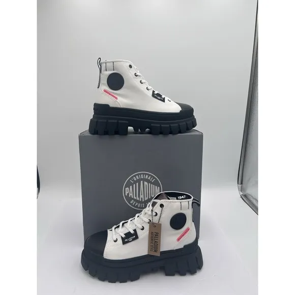 Palladium Women's Revolt Hi TX Platform Boot, Star White, Style: 97242-116-M 7.5