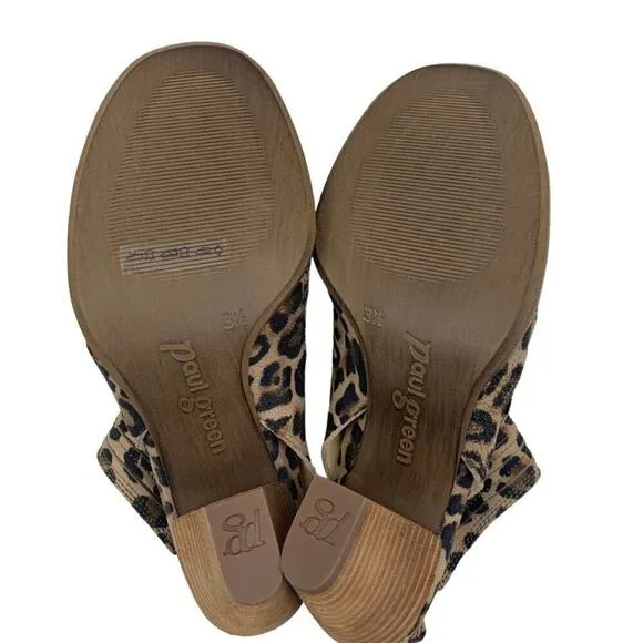 Paul Green Cayanne Suede Leopard Peep Toe Booties Women's UK Size 3 1/2 US 6