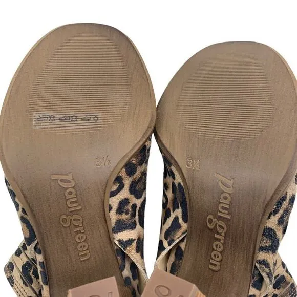 Paul Green Cayanne Suede Leopard Peep Toe Booties Women's UK Size 3 1/2 US 6