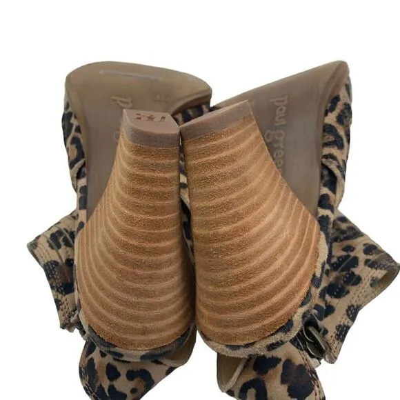 Paul Green Cayanne Suede Leopard Peep Toe Booties Women's UK Size 3 1/2 US 6