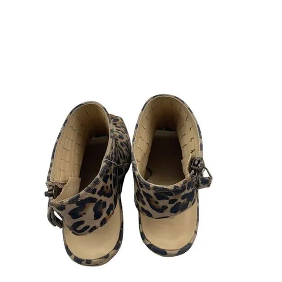 Paul Green Cayanne Suede Leopard Peep Toe Booties Women's UK Size 3 1/2 US 6