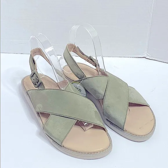 Paul Green Heaven Slingback Sandals Olive Green Women's Size