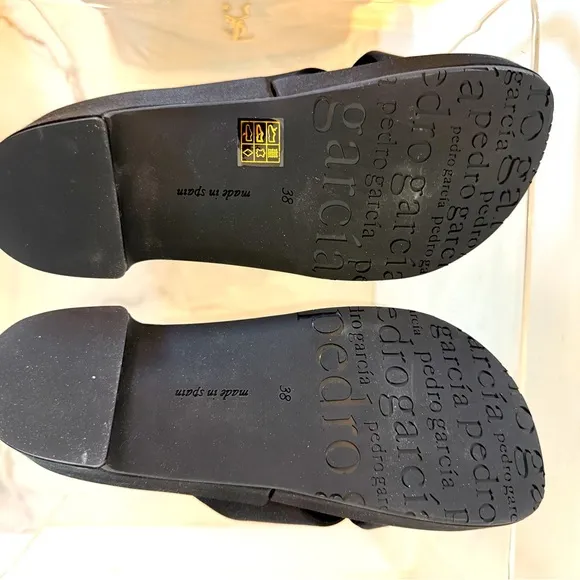 Pedro Garcia Black Slide Satin Sandals