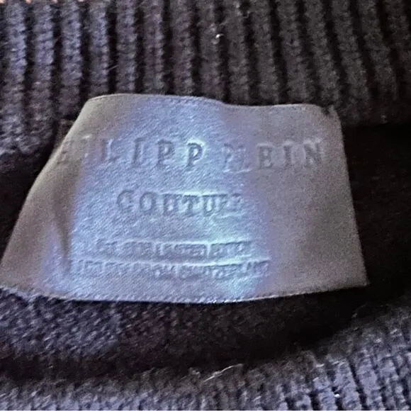 Philipp Plein Couture &quot;Raised on Champagne&quot; Wool Sweater – Black/Pink – Size S