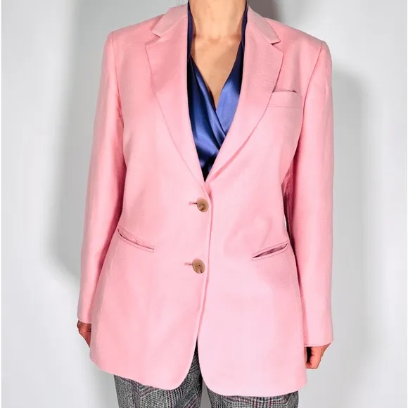 Pietrafesa Blazer Womens Pink Loro Piana 100% Worsted Camelhair Jacket V…