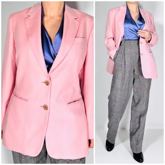 Pietrafesa Blazer Womens Pink Loro Piana 100% Worsted Camelhair Jacket V…