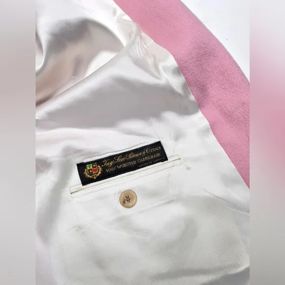 Pietrafesa Blazer Womens Pink Loro Piana 100% Worsted Camelhair Jacket