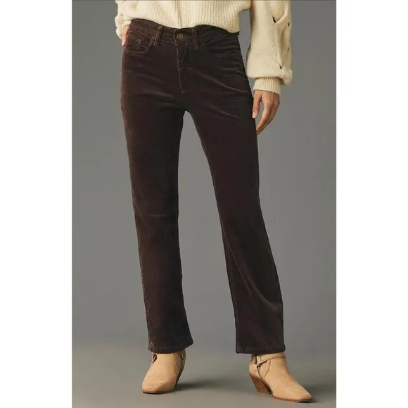Pilcro Anthropologie Yaya Mid-Rise Flare Corduroy Cocoa Brown 28