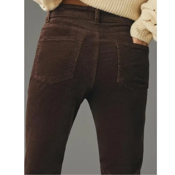Pilcro Anthropologie Yaya Mid-Rise Flare Corduroy Cocoa Brown 28